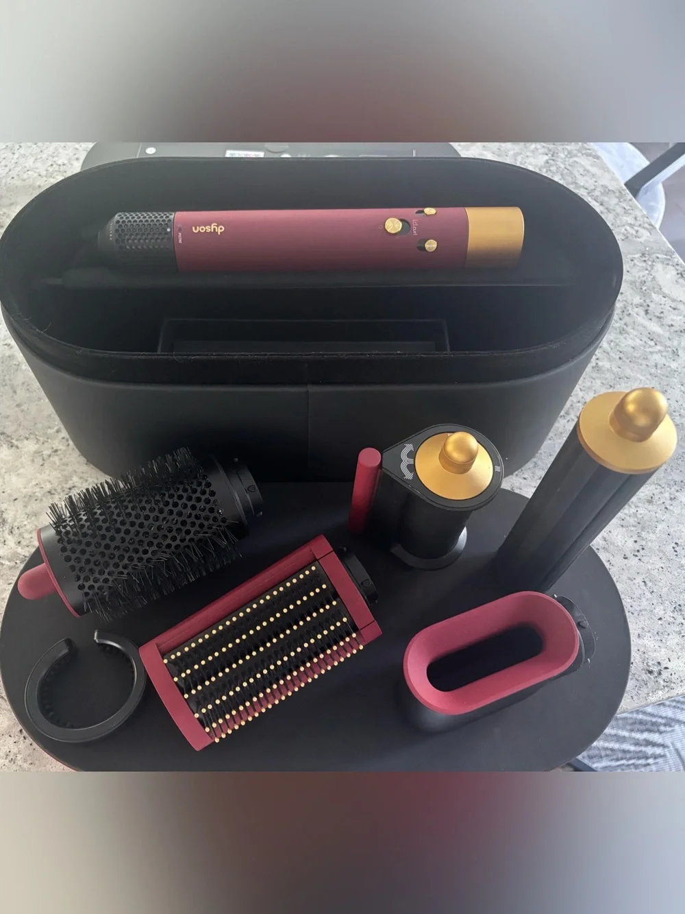 Dyson Hair Styler Set in Burgundy and Gold
